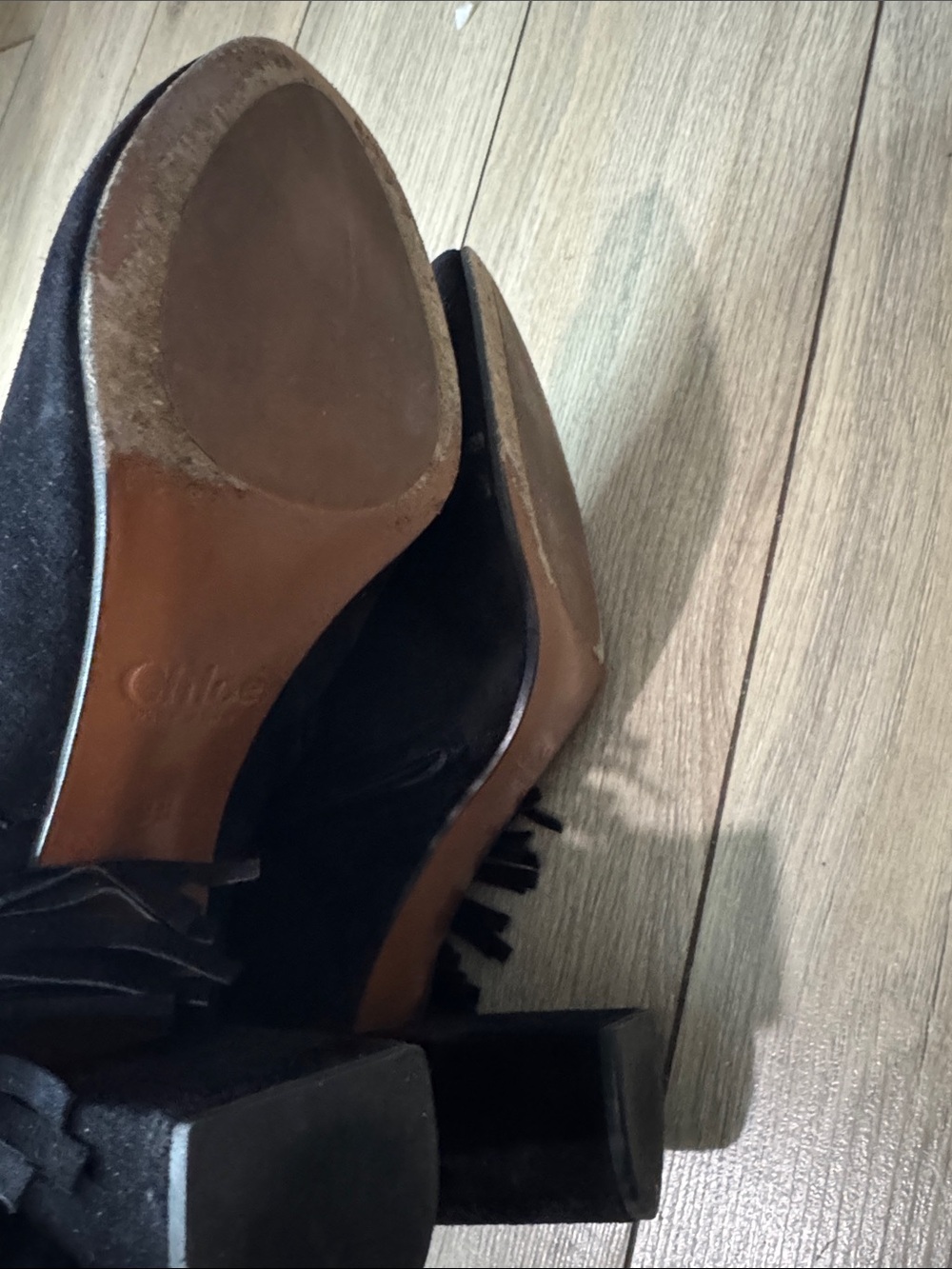 Cloé Black Suede Fringe Ankle Boots - Picture 7 of 9